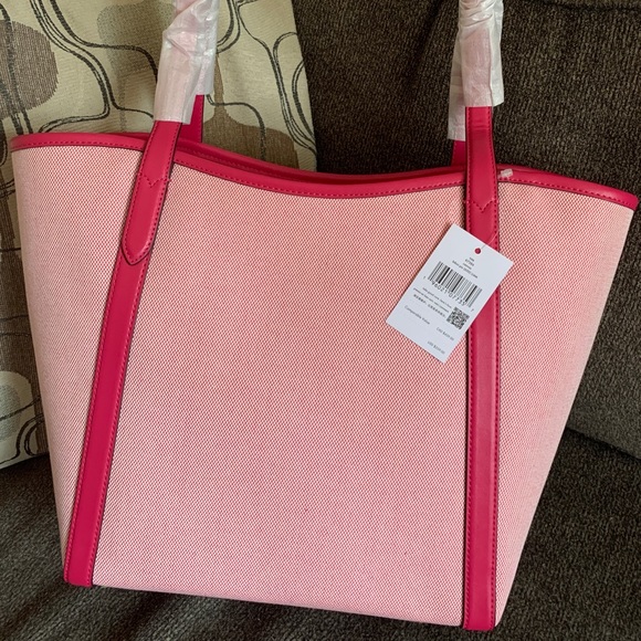 Authentic KATE SPADE Leather/canvas zip tote - Picture 3 of 15